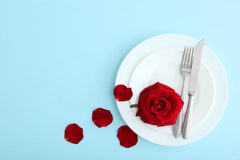 Festive table setting for Valentine's Day Stock Photos