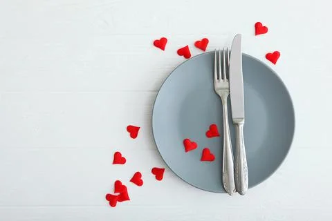 Festive table setting for Valentine's Day Stock Photos