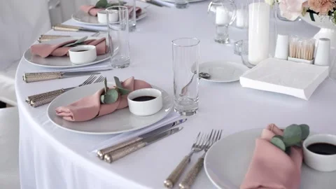 Festive table setting,decor. luxury event. event organization. wedding Stock Footage 240504409