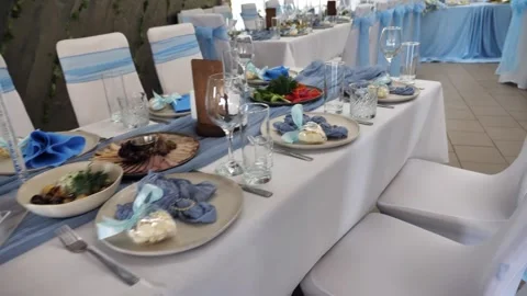 Festive table setting,decor. luxury event. event organization. wedding Stock Footage 311130625