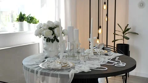 Festive table setting,decor. luxury event. event organization. wedding Stock Footage 311206097