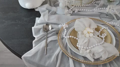 Festive table setting,decor. luxury event. event organization. wedding Stock Footage 311206126