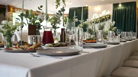 Festive table setting,decor. luxury event. event organization. wedding Stock Footage 316791849