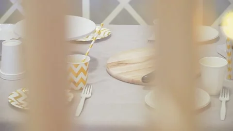 Festive table with sweets for the birthday 動画素材 132015342