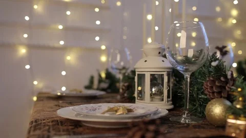 Festive Table. Table Setting Video stock 71512221