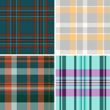 Festive tartan pattern collection for Christmas branding. The pack unifies pa Stock Illustration