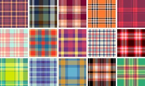 Festive tartan pattern collection for New Year branding. The pack unifies p.. Stock Illustration