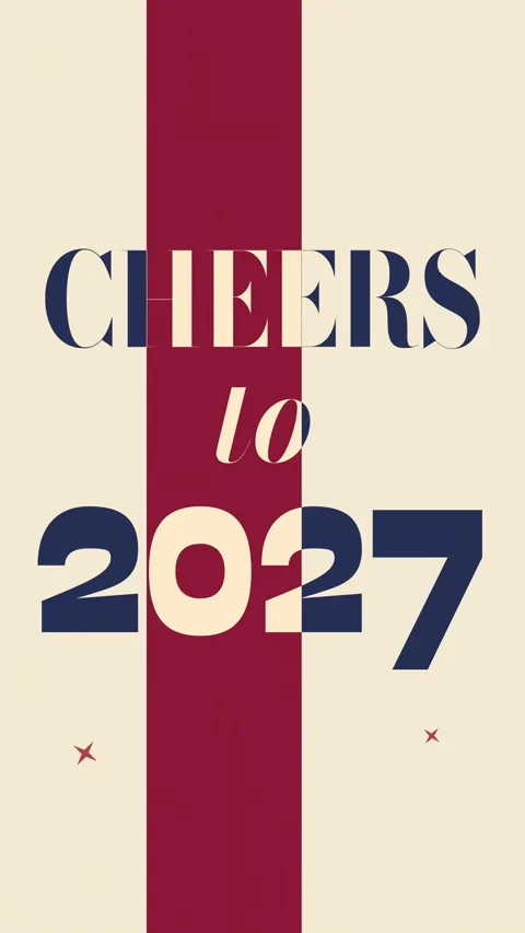 Festive text emphasizing the phrase Cheers to 2027 against a neutral background Stock-Footage 347002442
