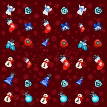 Festive texture with attributes of the New Year and Christmas. Sample of the Stock Illustration