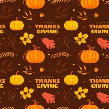 Festive Thanksgiving Day Seamless Pattern Template with Flat Style Cartoon .. 库存插图