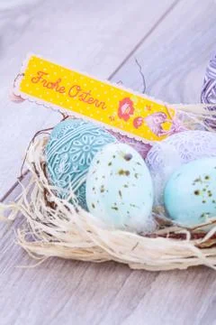 Festive traditional easter egg decoration Stock Photos
