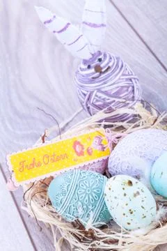 Festive traditional easter egg decoration Stock Photos