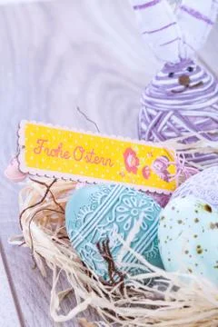 Festive traditional easter egg decoration Stock Photos