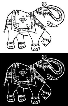 Festive typical indian elephant Illustrazione stock