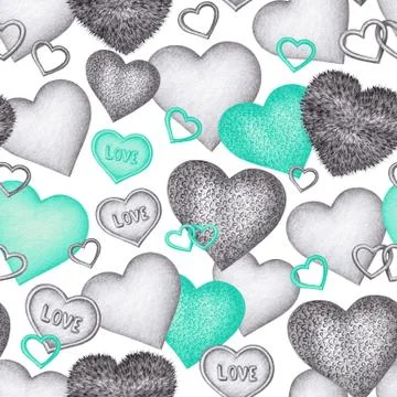 Festive Valentine's day seamless pattern with heart 스톡 일러스트