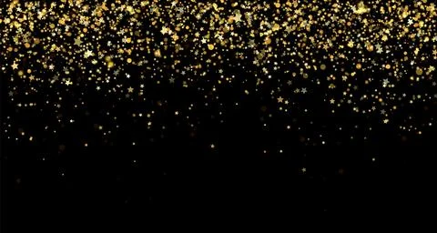 Festive vector background with gold stars, glitter and confetti for Christmas Stock Illustration