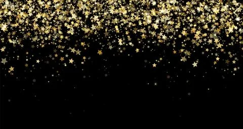 Festive vector background with gold stars, glitter and confetti for Christmas Stock Illustration