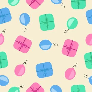 Festive vector balloons with gifts pattern Stock Illustration