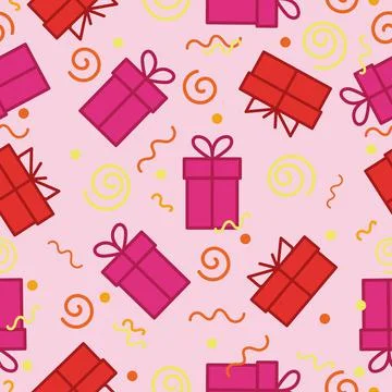 Festive vector gifts seamless pattern Stock Illustration