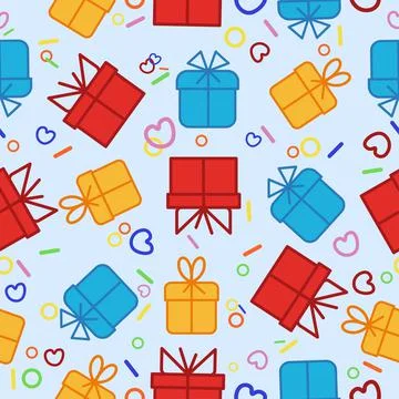 Festive vector gifts seamless pattern Stock Illustration