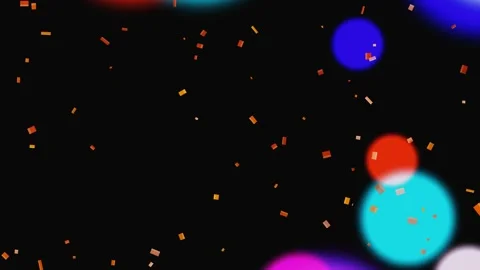 Festive Vibrant Bokeh Lights with Falling Golden Confetti Background Vídeo Stock 332708373