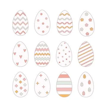 Festive vintage grunge Easter eggs set. Vector illustration for card, banner Stock Illustration