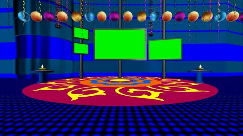 Festive virtual set for celebration and traditions with green screen monitor Stock Footage 146275325