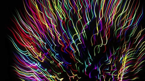 Festive vj loop with multicolored particles and smooth animated camera. Abstract Video stock 140125856