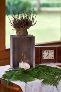 Festive wedding table decor. Stock Photos