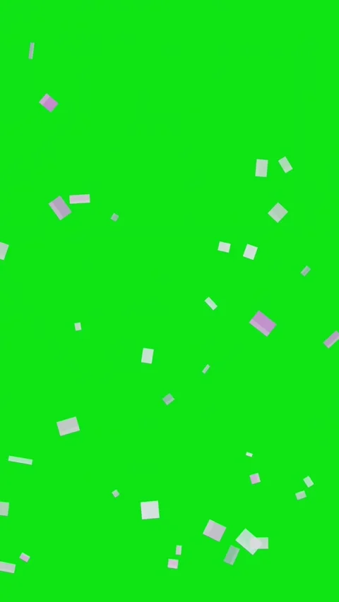 Festive White and Purple Falling Confetti on Chroma Key Green Screen Video stock 337094383