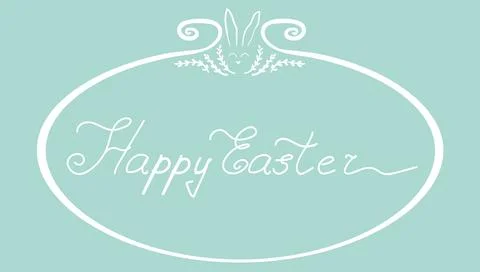 A festive white round frame with a bunny and a willow for Easter greetings Stock Illustration
