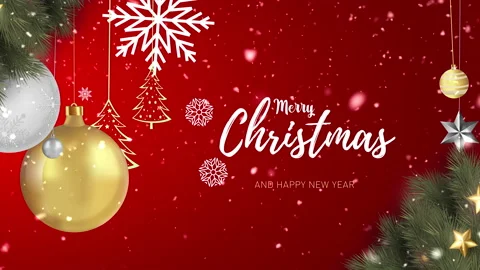 A festive winter background with falling snowflakes,animated Christmas tree toys Video stock 166704804