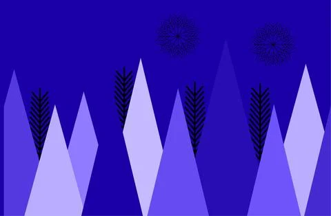 Festive winter holiday background featuring pine trees and delicate snowfla.. Stock Illustration