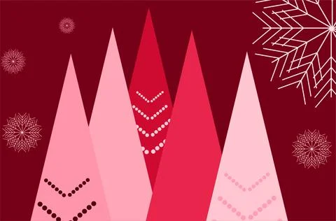 Festive winter holiday background featuring pine trees and delicate snowfla.. Stock Illustration
