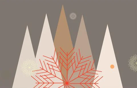 Festive winter holiday background featuring pine trees and delicate snowfla.. Stock Illustration