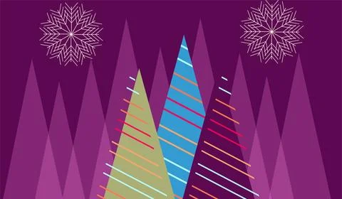 Festive winter holiday background featuring pine trees and delicate snowfla.. 스톡 일러스트