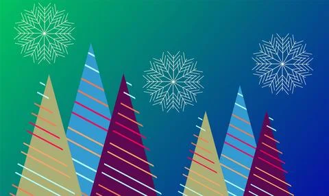 Festive winter holiday background featuring pine trees and delicate snowfla.. Stock Illustration