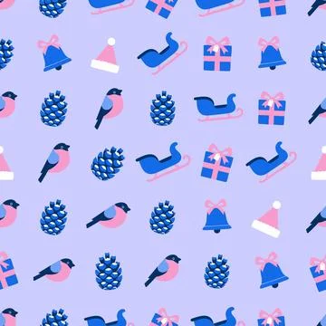 Festive Winter Holiday Seamless Pattern Stock Illustration