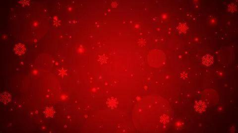 Festive winter red gradient bokeh background with snowflakes and snowfall Stock Illustration