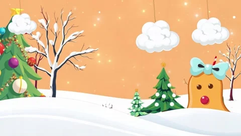 Festive Winter Scene with Gift Character Stock Footage 294462707