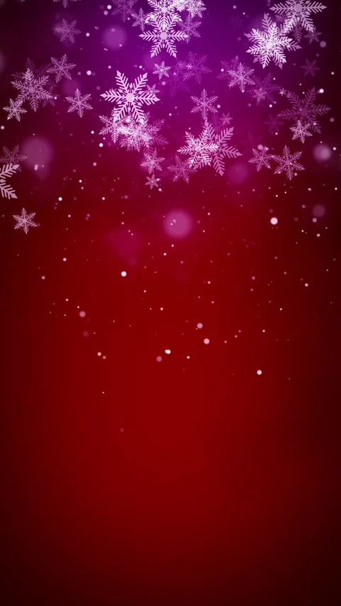 Festive winter scene with a gradient red background. White snowflakes Stock Footage 290121192