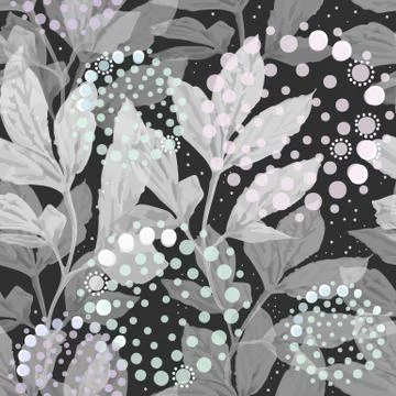Festive winter softness vector seamless pattern with leaves Stock Illustration