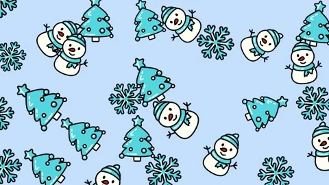 Festive Winter Wonderland - A Seamless Pattern of Snowmen, Trees, and Snowf.. Stock Footage 321849738