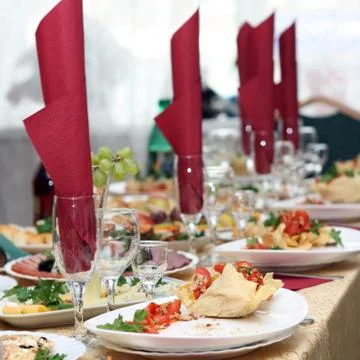 Festively covered table Stock Photos