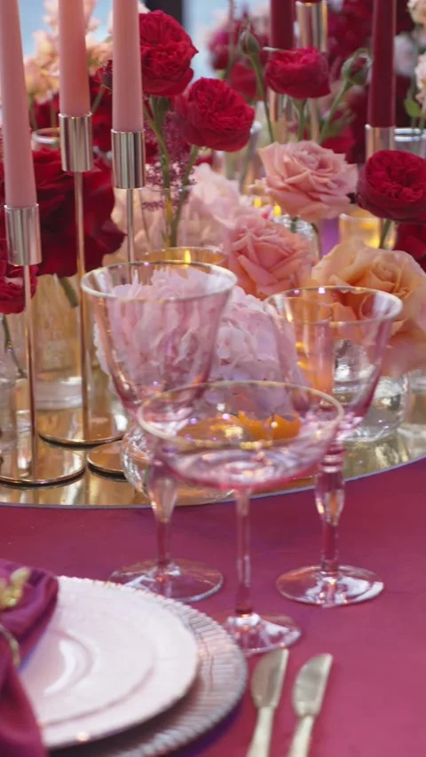 A festively decorated table Stock Footage 312606955