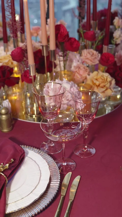 A festively decorated table Stock Footage 312607109