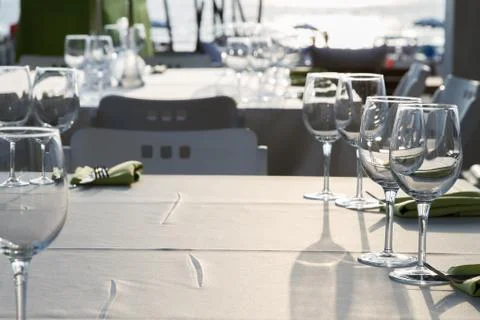 Festively decorated table . Stock Photos