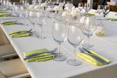 Festively decorated table . Stock Photos