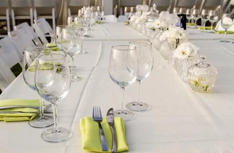 Festively decorated table . Stock Photos