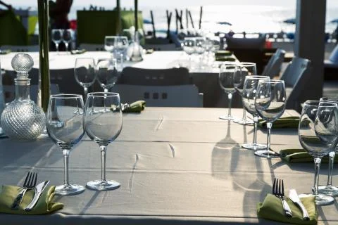 Festively decorated table . Stock Photos